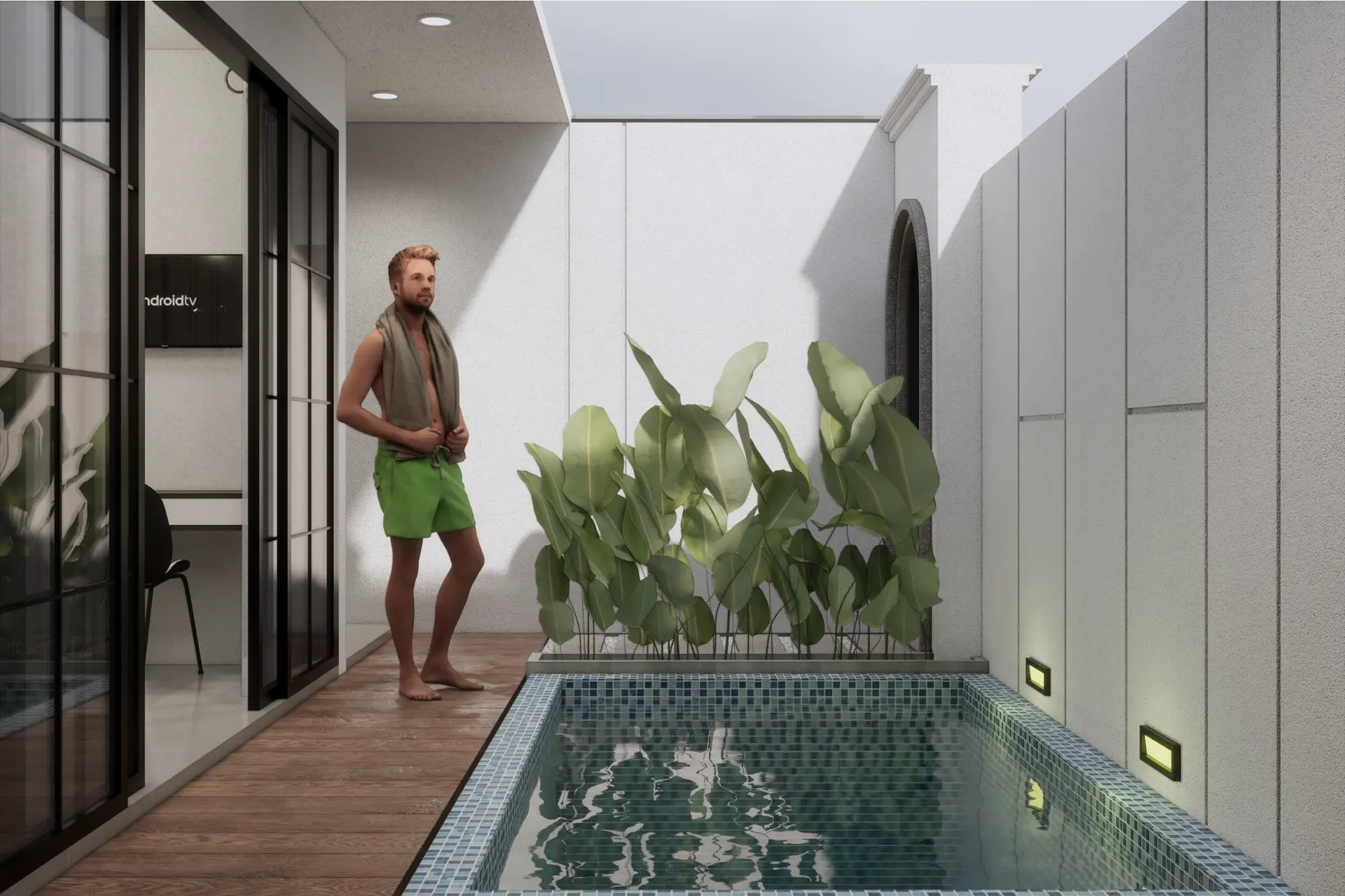 Vila modern minimalis dengan kolam renang